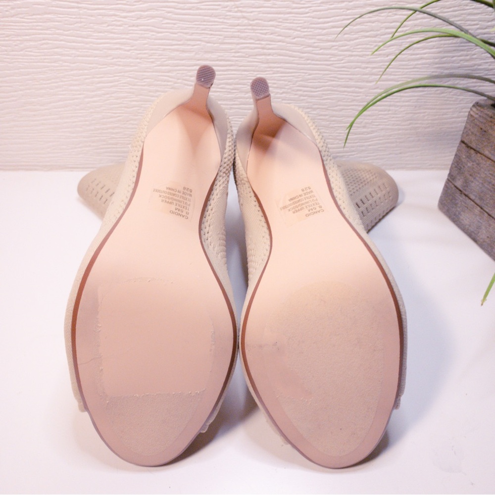 Steve Madden Candid Peep-Toe Knit Ankle Booties in Cream Nude Size 8.5 nwot - Picture 12 of 17